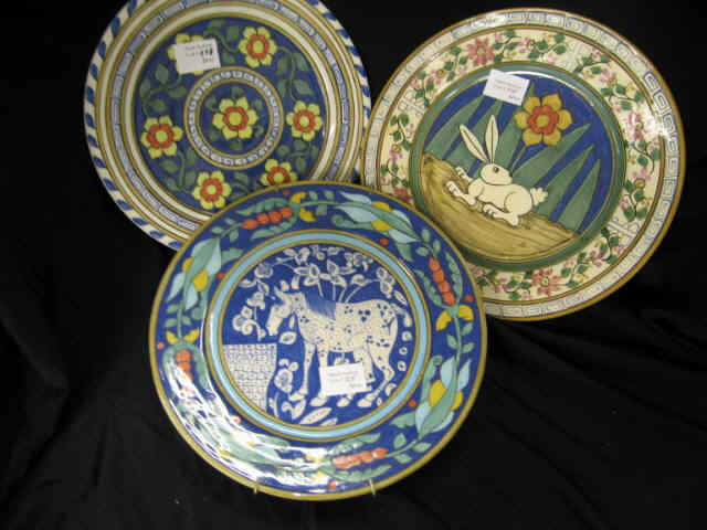 Appraisal: Dover Pottery Seagrove Plates handpainted horse rabbit floral designs