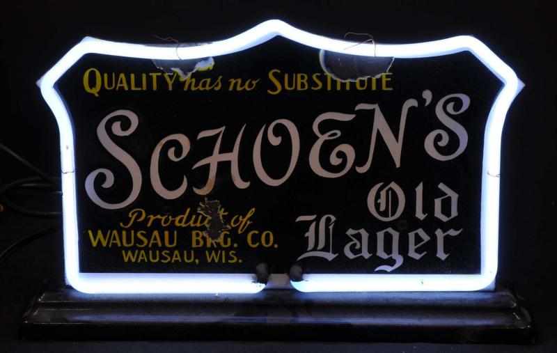 Appraisal: Porcelain Schoens Neon Sign Description s White neon porcelain back