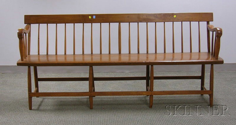 Appraisal: Windsor Maple and Pine Rod-back Deacon's Bench lg in