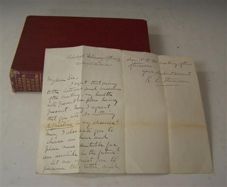 Appraisal: Stevenson Robert Louis Autograph letter signed dated February th addressed