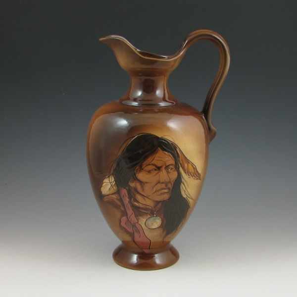 Appraisal: Rick Wisecarver handled jug with hand-incised and decorated Native American