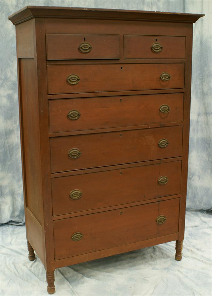 Appraisal: Sheraton cherry two over five tall chest of drawers replaced