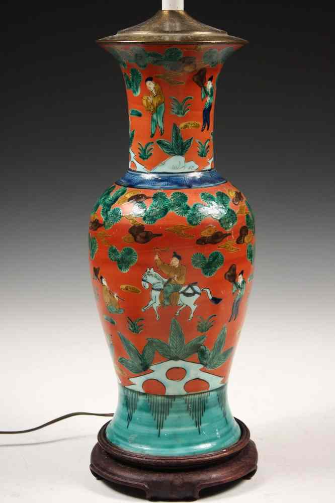 Appraisal: SCARCE CHINESE VASE AS LAMP - Chinese Dao Guang Baluster