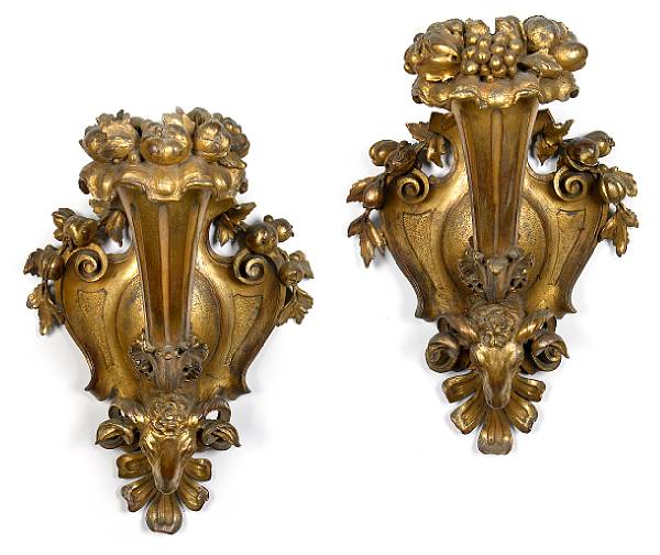 Appraisal: A pair of Neoclassical style carved giltwood bras de lumi