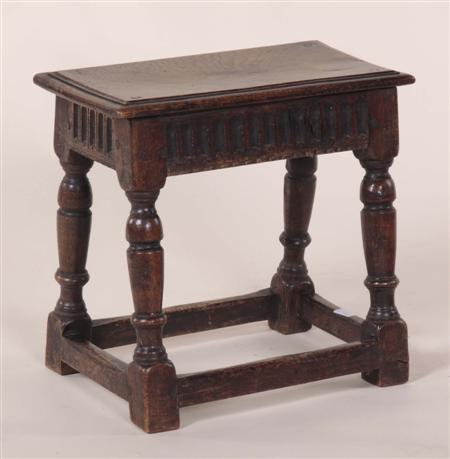 Appraisal: A th century style oak joint stool the moulded rectangular