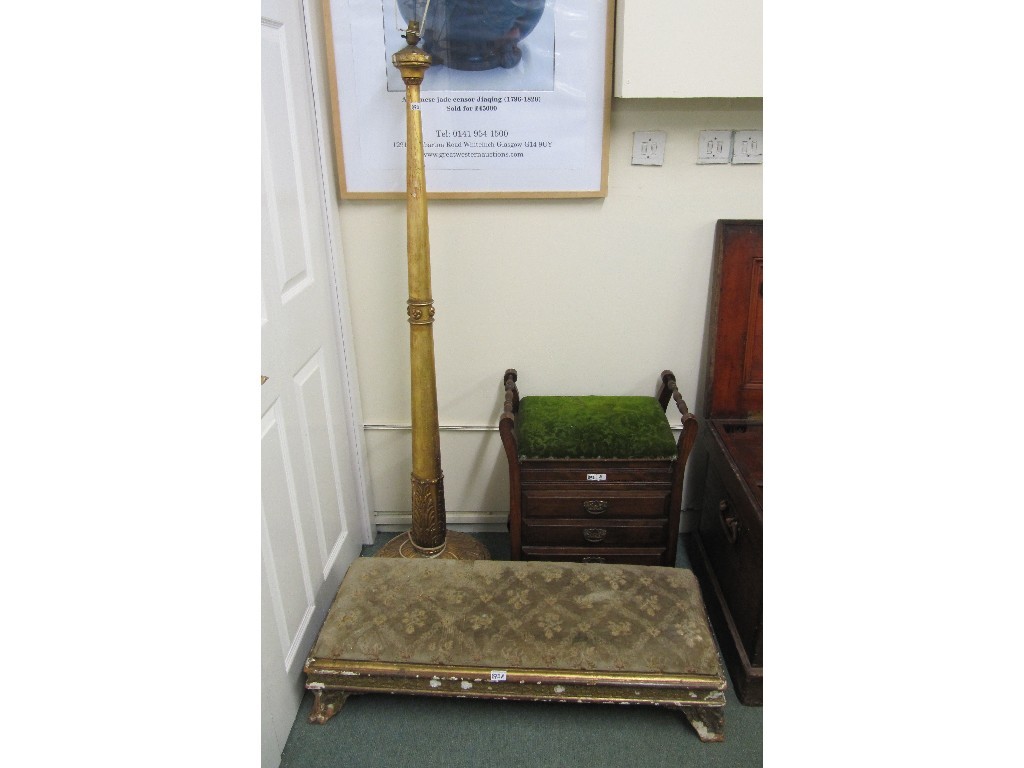 Appraisal: th century gilt decorated stool gilt floor lamp and a