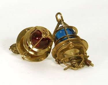 Appraisal: PAIR OF SOLID BRASS BRITISH ROYAL NAVY CONVOY LIGHTS With