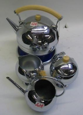 Appraisal: A SIX-PIECE AMERICAN CHASE ART DECO TEA SET each piece