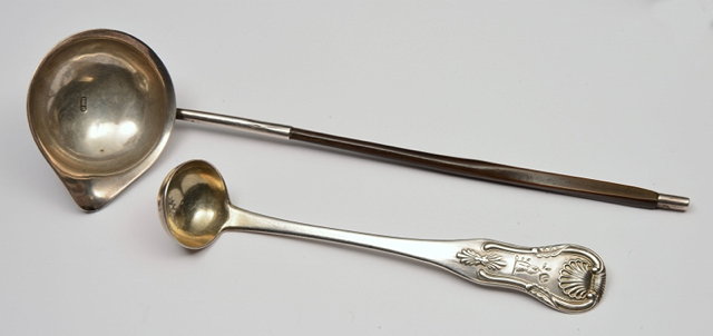 Appraisal: A SCOTTISH SILVER TODDY LADLE with whalebone handle Edinburgh c