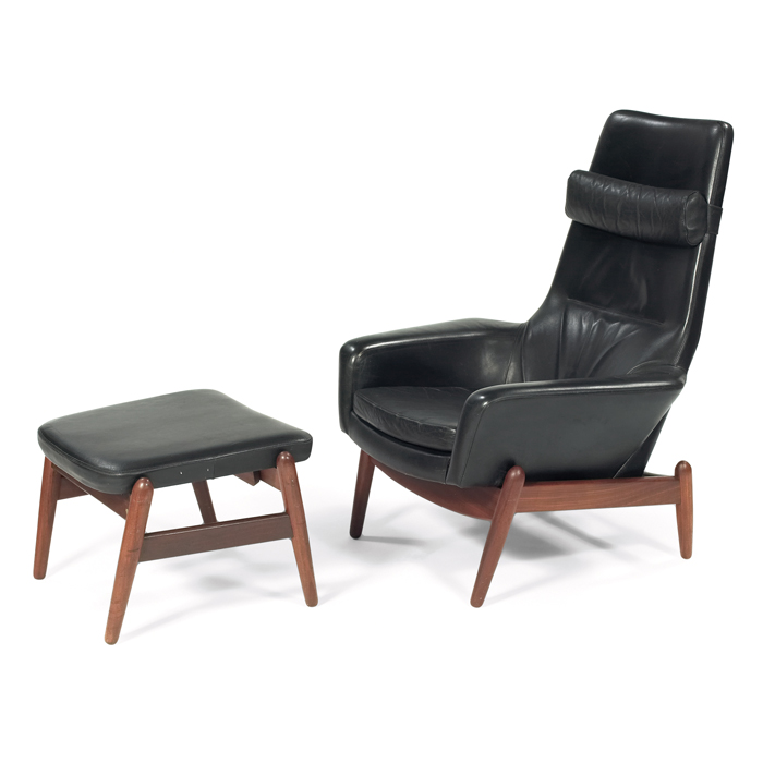 Appraisal: Arne Vodder lounge chair and ottoman by Povl Dinesen rosewood