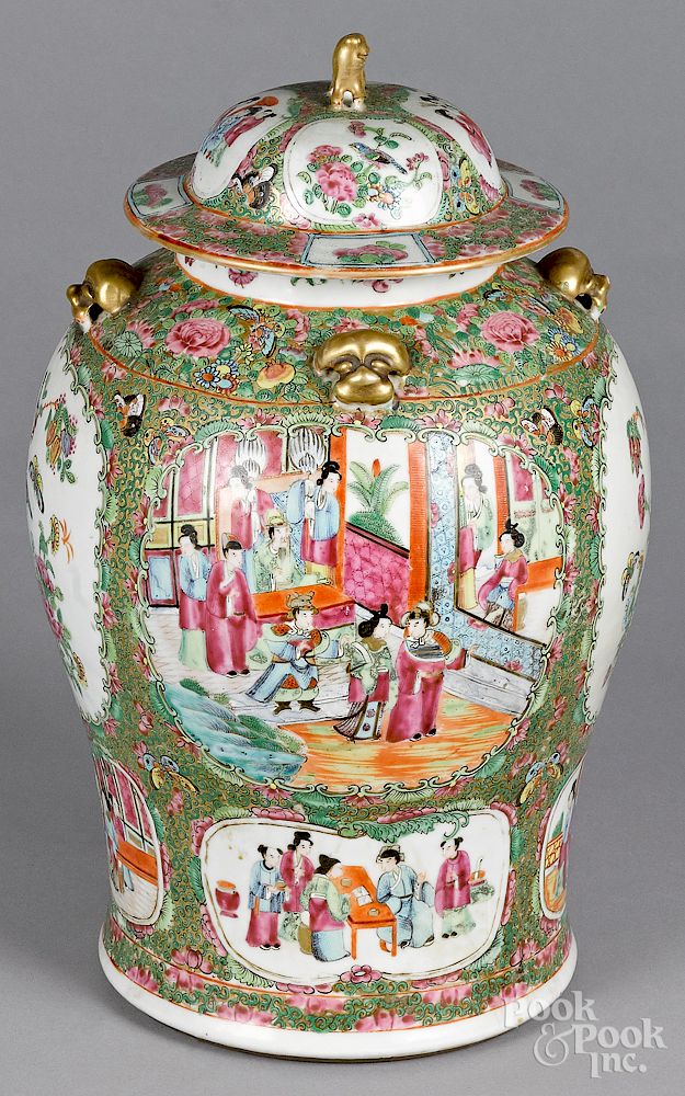 Appraisal: Chinese export porcelain rose medallion urn and cover Exclusive on