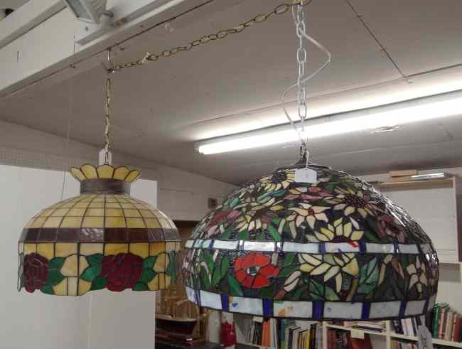 Appraisal: Lot two hanging contemporary leaded glass fixtures Both working