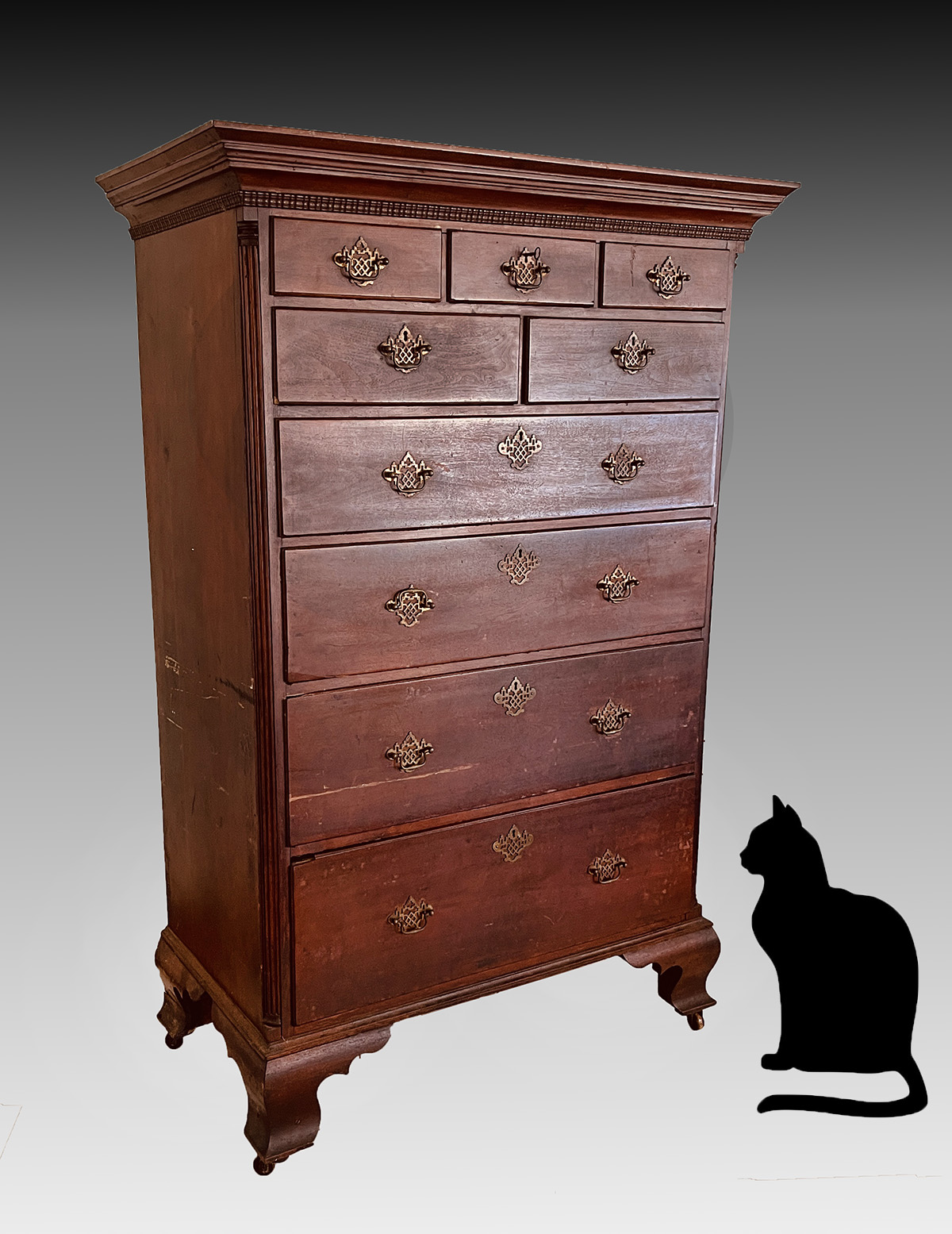 Appraisal: EARLY MAHOGANY DRAWER CHEST Early th century chest having graduated