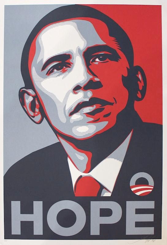 Appraisal: Shepard Fairey Hope Shepard Fairey Hope Silkscreen A P aside