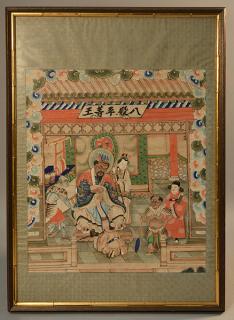 Appraisal: Chinese th C watercolor and gouache on paper of court