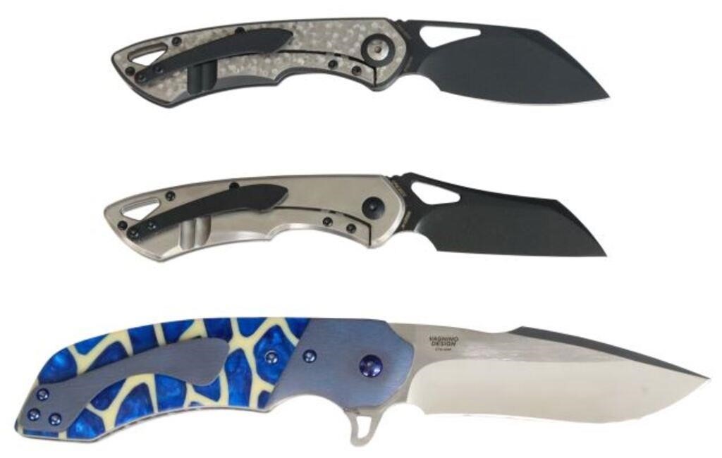 Appraisal: lot of Olamic Tactical and Custom flip knives new in