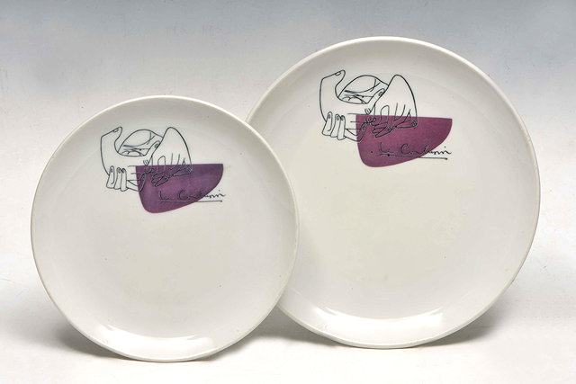 Appraisal: Le Corbusier for Prunier'Les Mains' two plates with the image