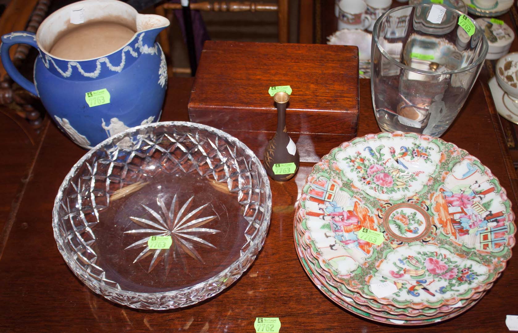 Appraisal: Assortment of items including Rose Medallion plates Wedgewood pitcher document