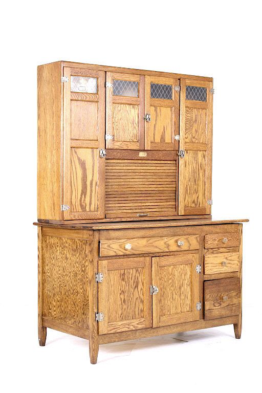 Appraisal: Early 's Oak Full Size Hoosier Cabinet Available for your