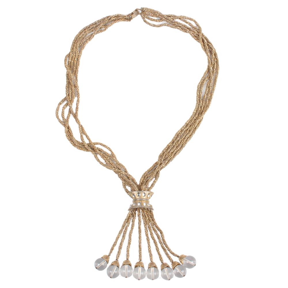 Appraisal: KJL KENNETH JAY LANE MULTI-STRAND TASSEL NECKLACE TIPPED WITH ACRYLIC