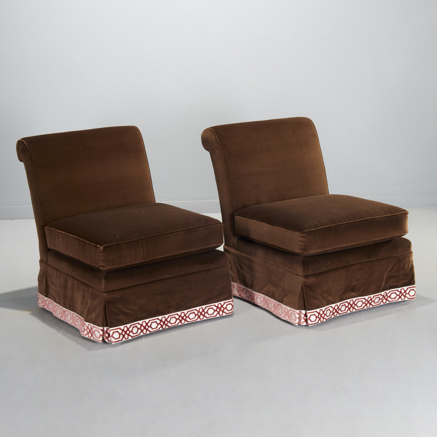 Appraisal: PAIR BILLY BALDWIN STYLE CUSTOM SLIPPER CHAIRS Late th c