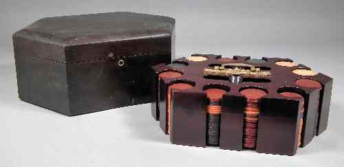 Appraisal: An early th Century hexagonal box with removable interior containing