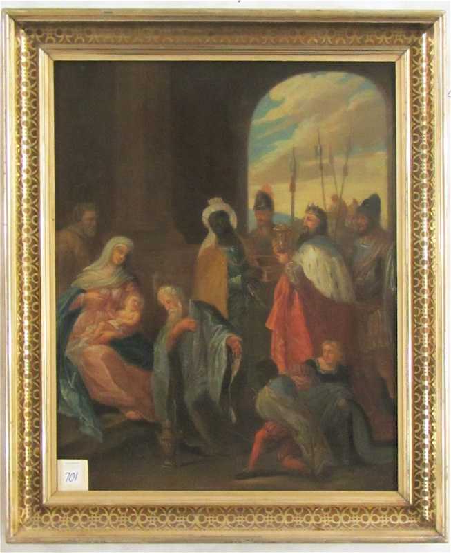 Appraisal: ADORATION OF THE MAGI OIL ON CANVAS th century depicting