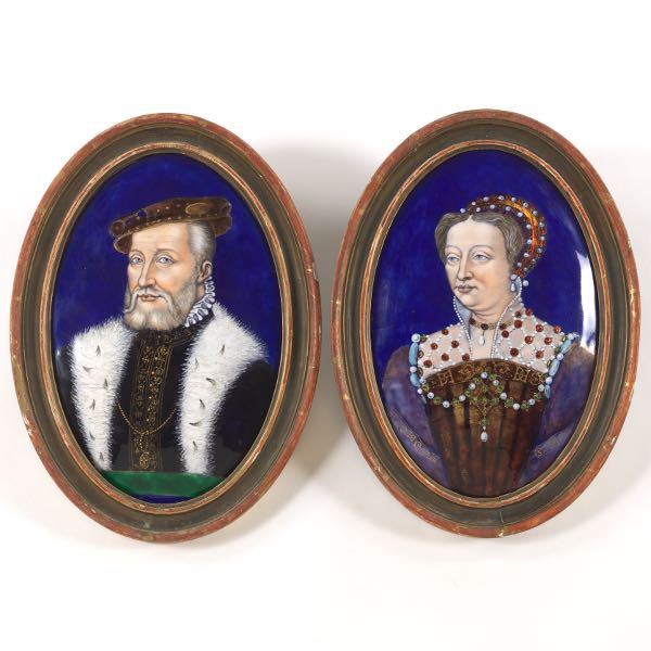 Appraisal: TWO ANTIQUE LIMOGES ENAMEL ON COPPER PORTRAITS OF KING HENRY