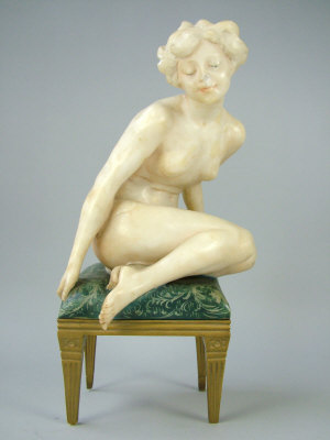 Appraisal: An early th century Continental alabaster figure of a naked