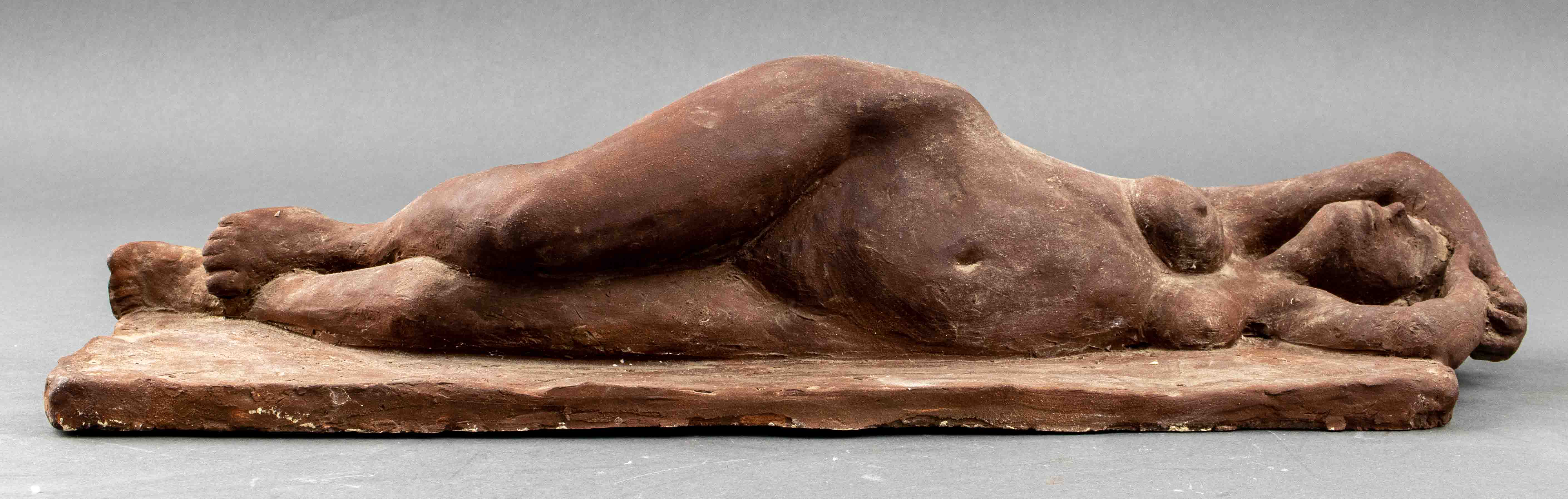 Appraisal: ILLEGIBLY SIGNED TERRACOTTA SCULPTURE OF A NUDE Modern contemporary ceramic