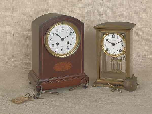 Appraisal: Ansonia brass regulator clock h together with a French mahogany