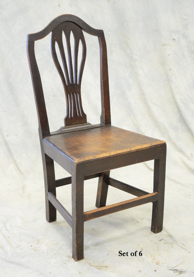 Appraisal: Georgian elmwood solid seat DR chairs original finish h seat