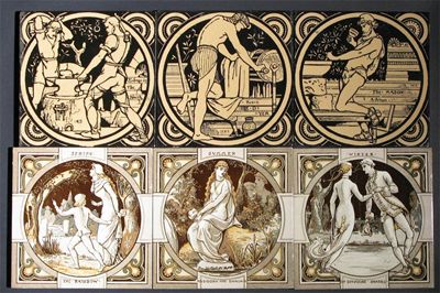 Appraisal: Thomson's Seasons three Minton tiles designed by John Moyr Smith