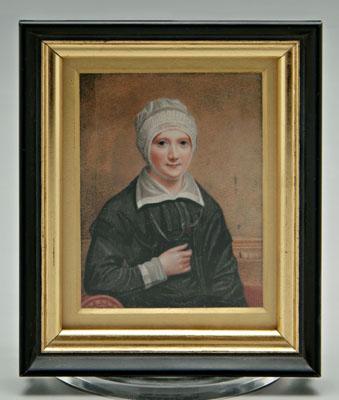 Appraisal: th century miniature portrait woman in black dress and white