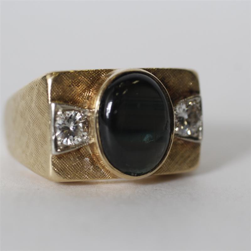 Appraisal: Gold K Gent's ct Black Star Sapphire Diamond Custom Estate