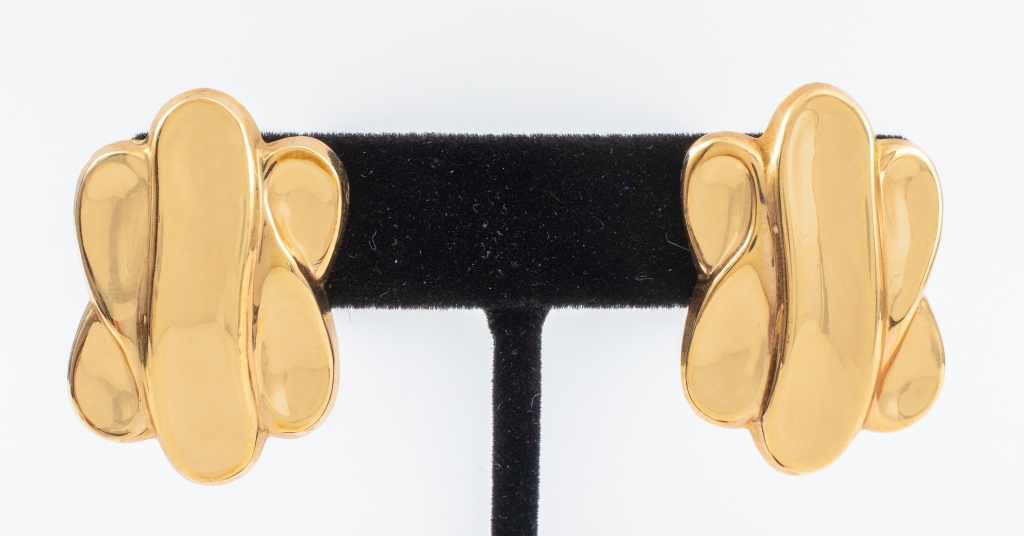 Appraisal: K YELLOW GOLD FREEFORM EARRINGS K yellow gold brightly polished