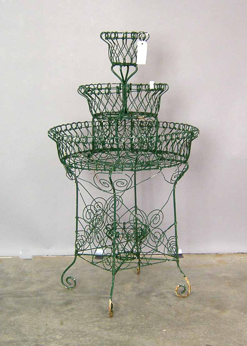 Appraisal: Green wire plant stand h