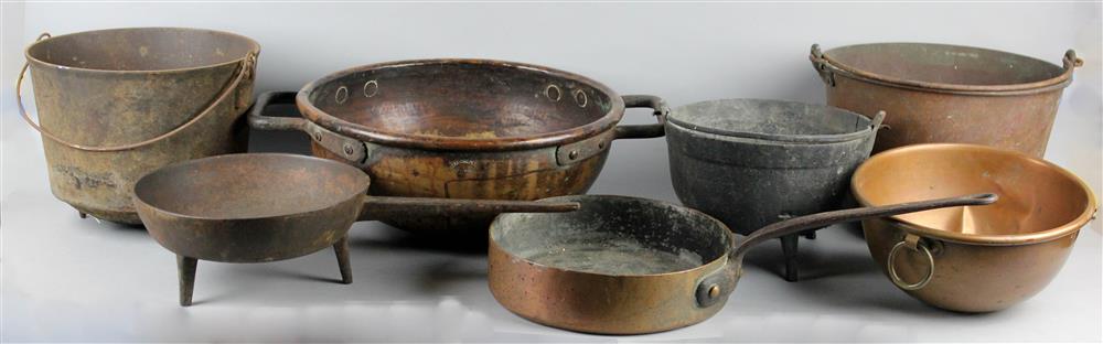 Appraisal: ASSORTMENT OF VINTAGE COOKWARE INCLUDING A COPPER BOWL the bowl