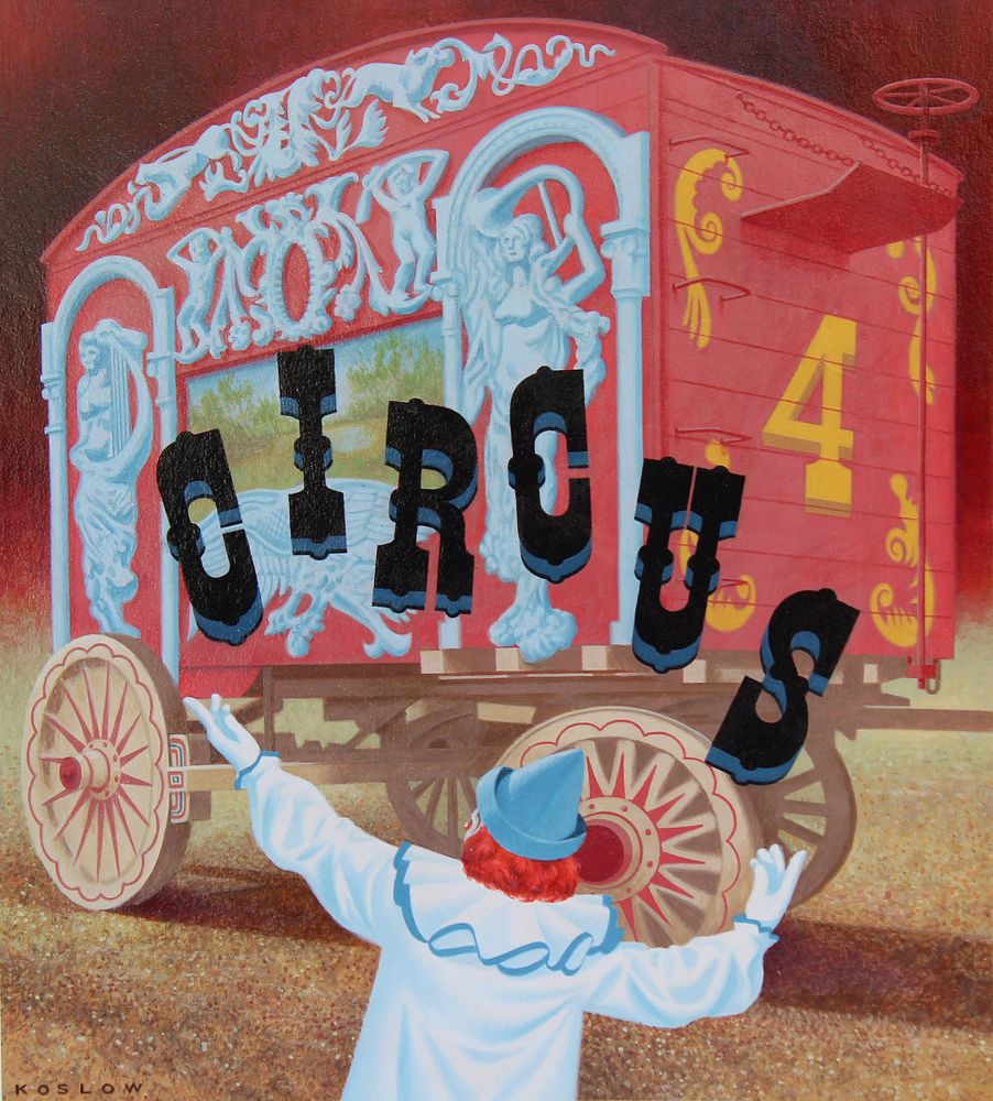 Appraisal: Howard Koslow - Circus Wagon w Clown Howard Koslow -