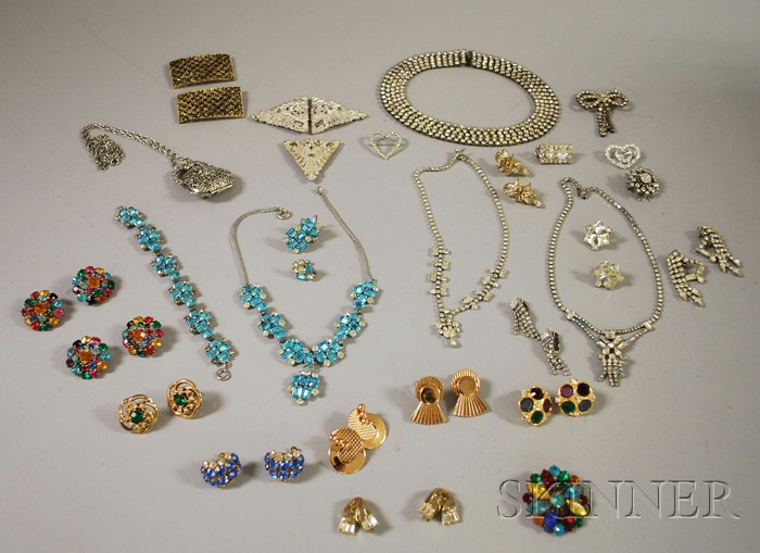 Appraisal: Group of Mostly Rhinestone and Paste Costume Jewelry including clips