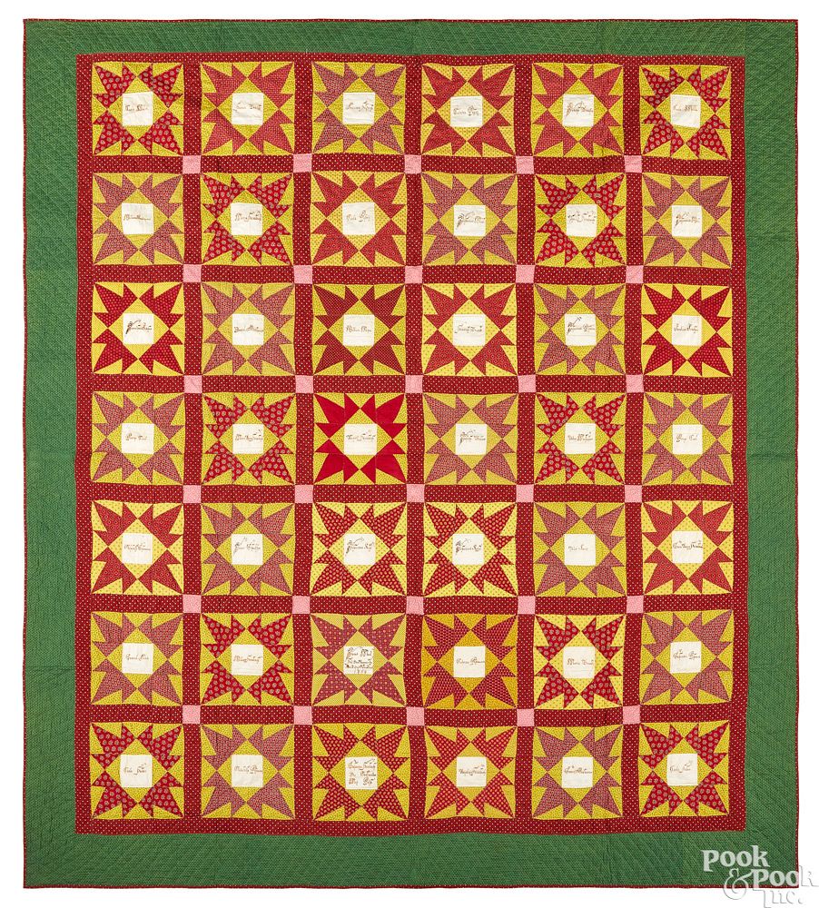 Appraisal: Pennsylvania flying crow pieced friendship quilt Historically important Pennsylvania flying