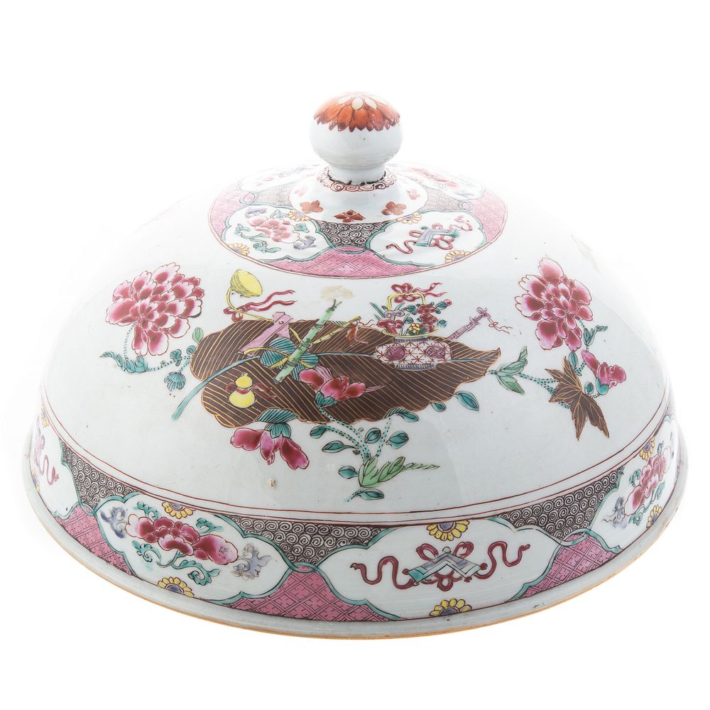 Appraisal: Chinese Export Famille Rose Meat Dish Cover Circa dome with