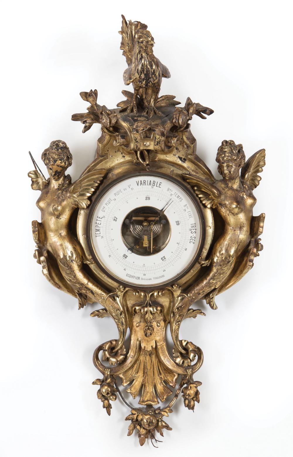 Appraisal: Large Antique Gilt Barometer late th c surmounted by Le