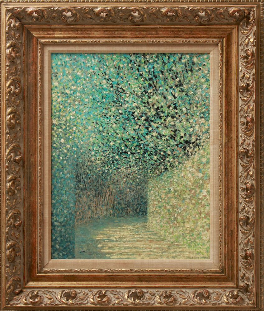 Appraisal: Pointillist Style Landscape Oil on Canvas Pointillist or Post-Impressionist style