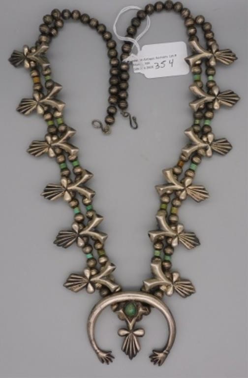 Appraisal: PAWN SILVER NAJA NECKLACE TH CENTURY AMERICANSouthwest Stylized silver beads