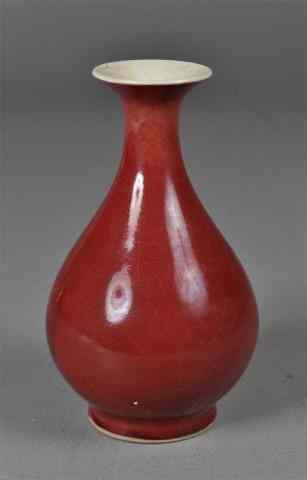 Appraisal: Chinese Deep Red Porcelain VaseBulbous footed vase with elongated neck