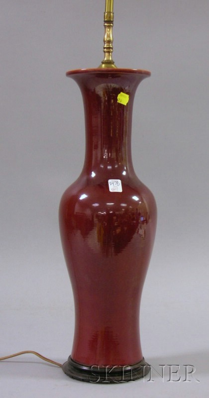 Appraisal: Chinese Oxblood Glazed Porcelain Baluster-form Vase Table Lamp