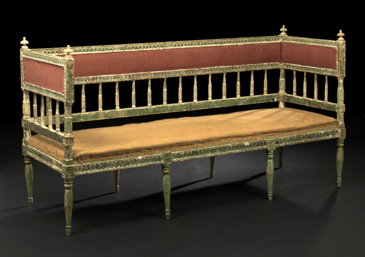 Appraisal: Northern European Neoclassical Polychromed Settee mid- th century of box