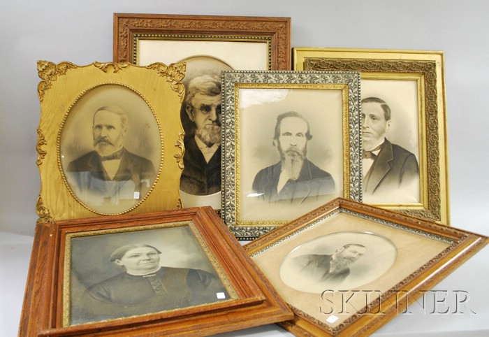 Appraisal: Six Victorian Framed Portraits including charcoal and enhanced prints