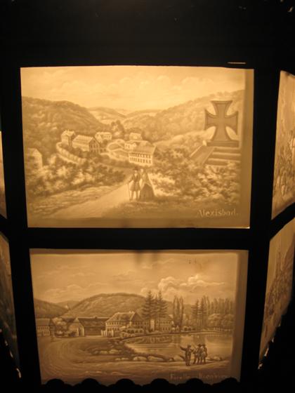 Appraisal: Two lithophane shades The five panel having 'Residence of Washington'